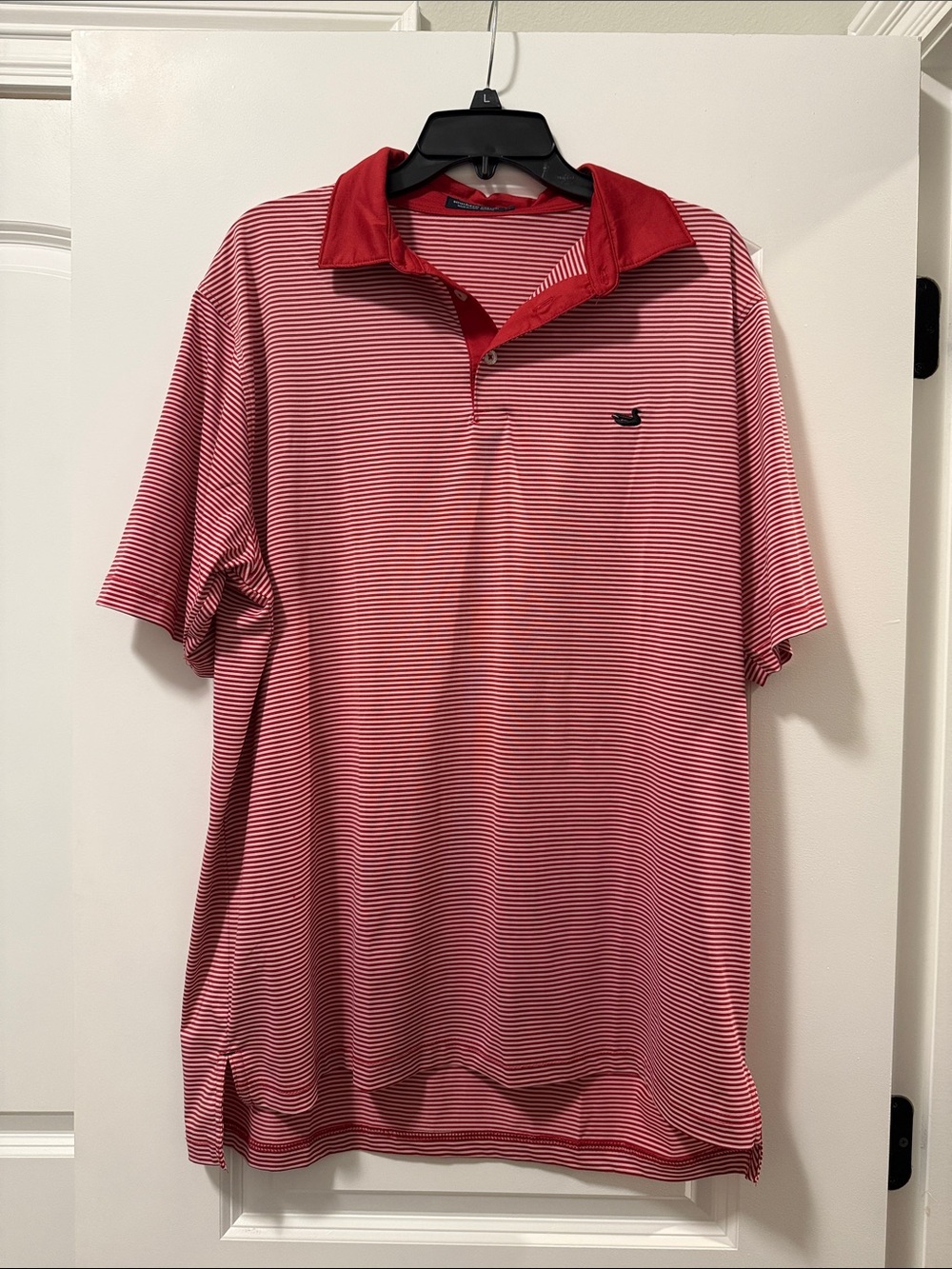 Men's Red Striped Polo Shirt - Southern Marsh